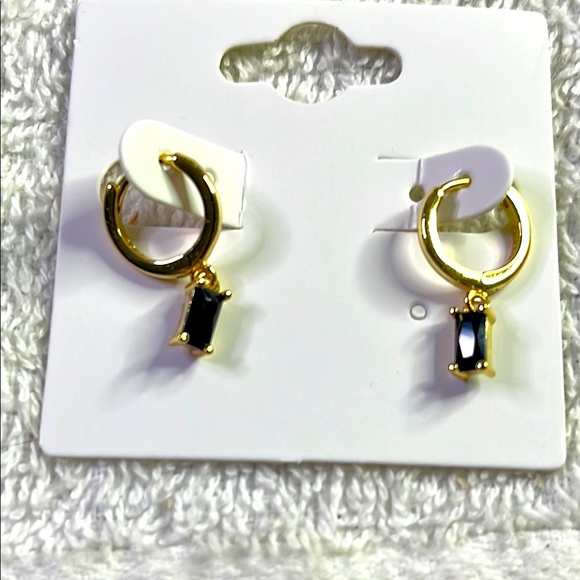 Jewelry - Elegant Gold Tone and Black Hoop Earrings